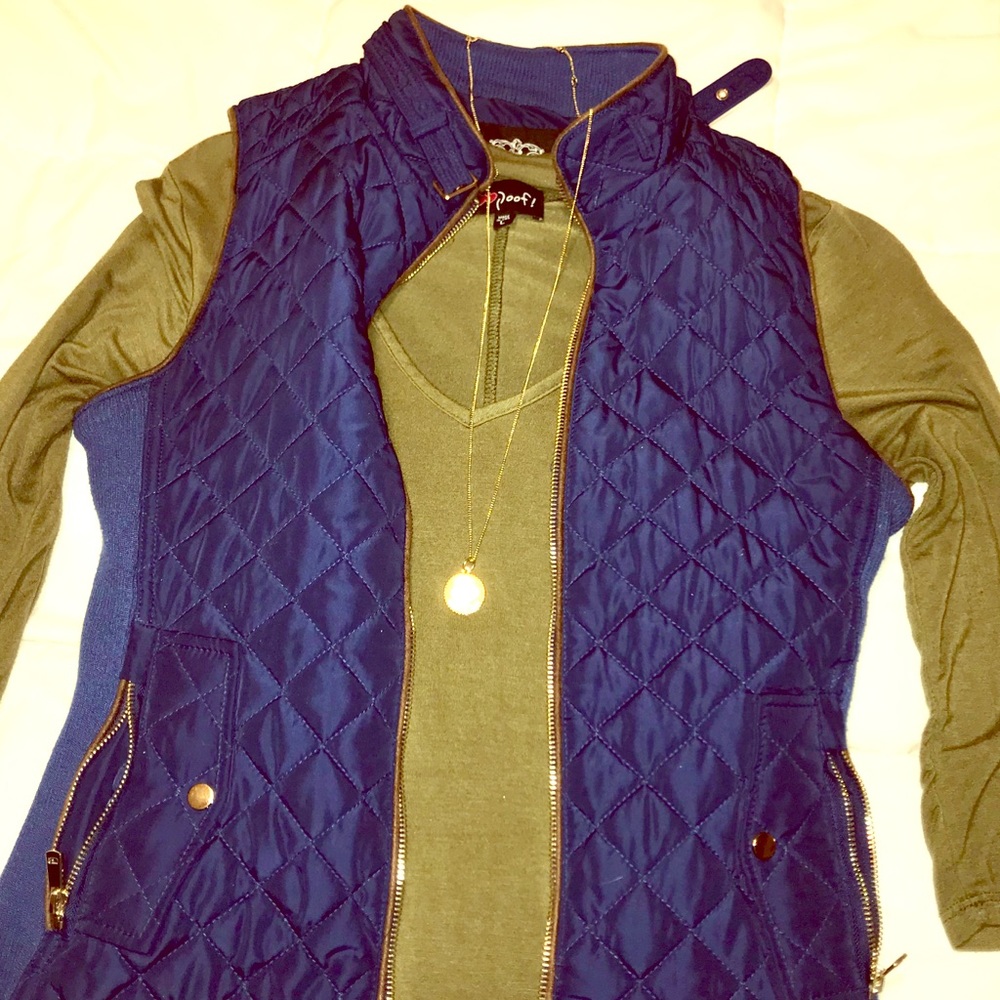 Blue zip up vest